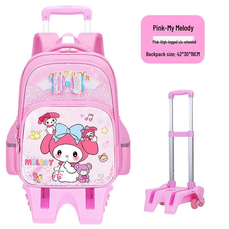 Lightweight Trolley Schoolbag for Primary School Girls - Large Capacity Backpack for Grades 1-6