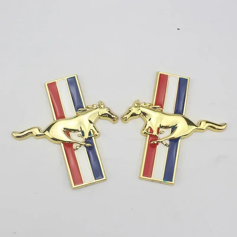 2Pcs Running Horse Logo Door Fender Badge Decal Car Sticker for Mustang Focus Fiesta Kuga Edge Shelby GT Car Styling
