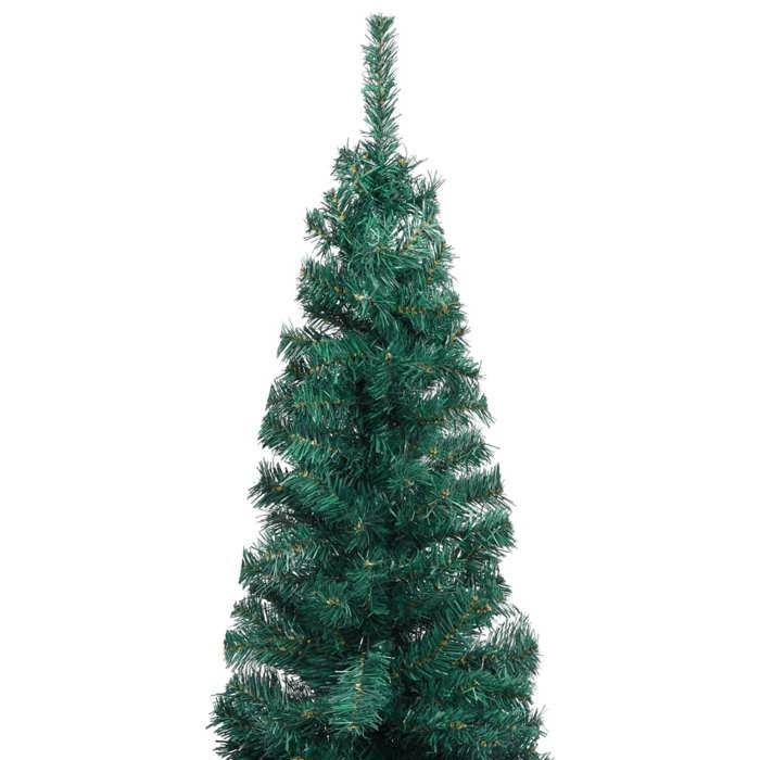 VidaXL Sapin de Noël artificiel mince avec support Vert 120 cm PVC