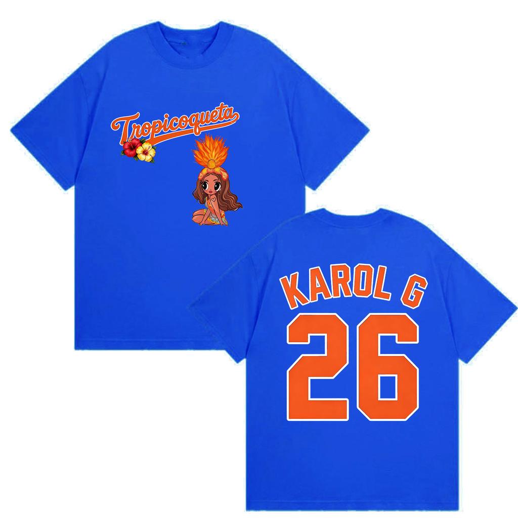 Karol G Tropicoqueta Album 2026 Double Sided Print Shirts Unisex WoUnisex Vintage ONeck Fashion Oversized Cotton Y2K Tshirt Clothing