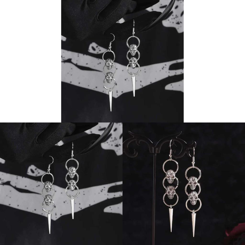 Skull Earring Punk Style Alloy Dangle Jewelry For Women