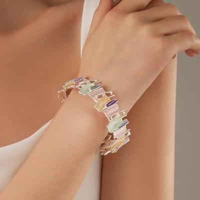 Irregular Colored Drip Oil Alloy Bracelet Handmade Oil Drawing Creative Geometric Splicing Women's Bracelet