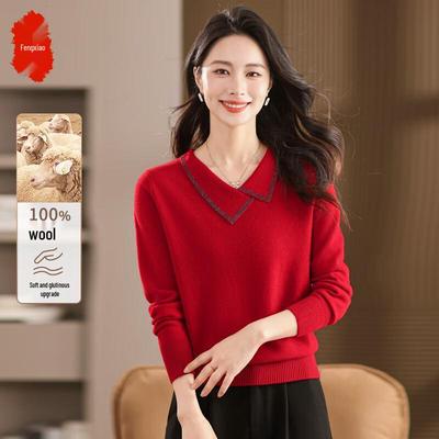 Dames 100% Wol Pullover met revers