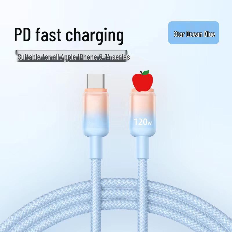Braided 6A 120W Fast Charging Data Cable for Apple iPhone 14/13/12/11/8s/6 PD Charging