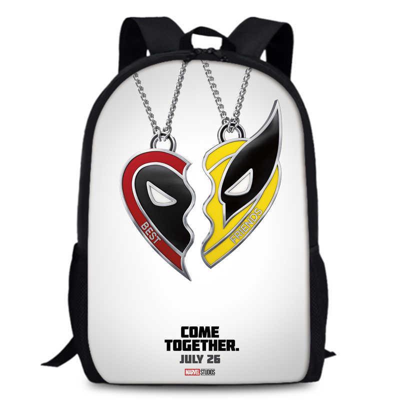Deadpool And Wolverine Backpack Durable Oxford Fabric 15-inch Student Bag
