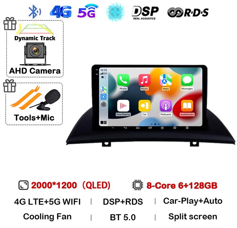 Android 14 Carplay Auto Car Radio For BMW X3 E83 2004 2005-2007-2009 2010 2011 2012 Multimedia Stereo Video Player GPS 4G WIFI