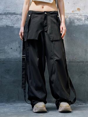 YEEL Skirt Layered Wide Pants Black