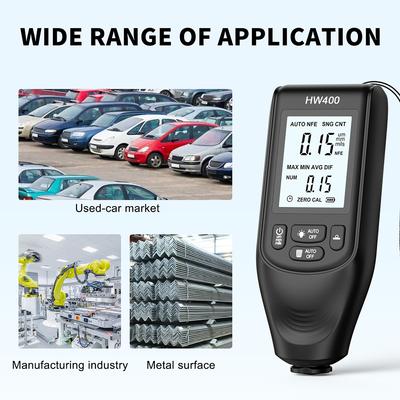 Lackschichtdickenmesser für Autos 0-2000UM Schichtdickenmesser Autolackdickenprüfer für FE/NFE mit Kalibrierblättern HW400