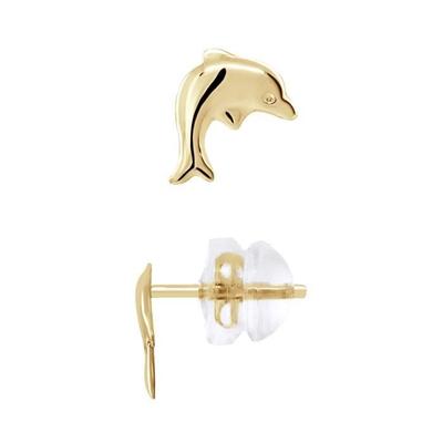 Earrings - LÉA &; ARTHUR - Dolphin - 375 Yellow Gold - SILICONOR Stroller System - Child