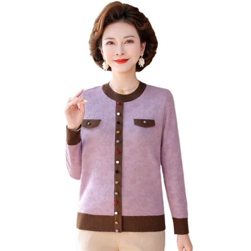 Light Mother Spring Top Women's Autumn New Temperament Knitted Bottoming Shirt Middle-aged and Elderly Sweater