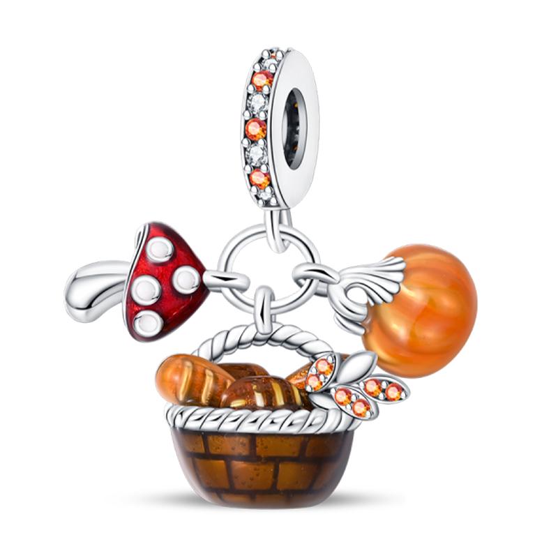 Copper Autumn Harvest Series Squirrel Maple Leaf Pumpkin Charms Pendants Fit Original Bracelets Diy Jewelry