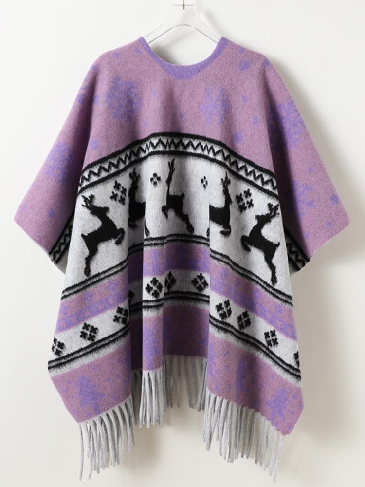 Winter Women Scarf Layers Poncho Elegant Lady Animal Print Tassel Wraps Shawl Casual Warm Scarve Capa Para Mujer Pashmina Cloak