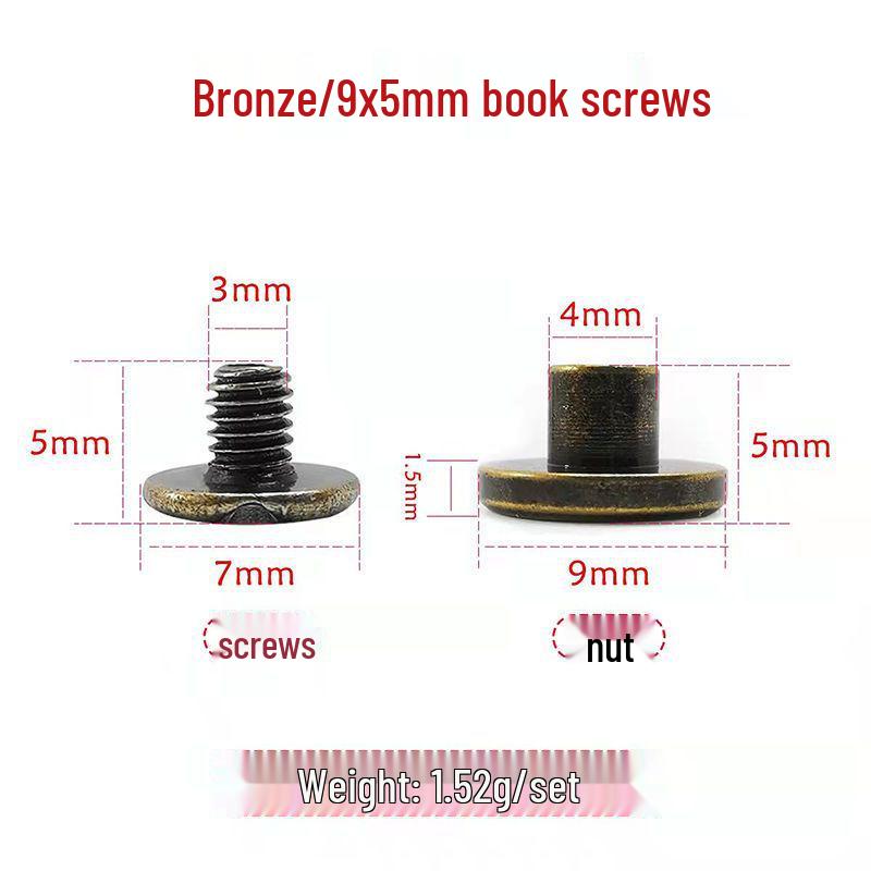 Stainless Steel Male-Female Bag Screw with Pure Copper Buckle and Flat Head Rivet Lock Accessories