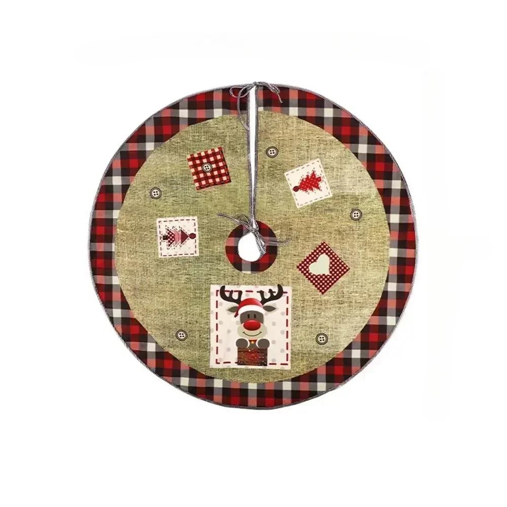 60/70/90cm Christmas Tree Skirt Red Christmas Tree Foot Cover Santa Claus Snowflake Christmas Tree Carpet Base Mat Decorations