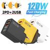 120W 4 Port USB Type C Charger Fast Charging Data Cable USB Phone Charger Adapter for Samsung iPhone Xiaomi Huawei Wall Charger