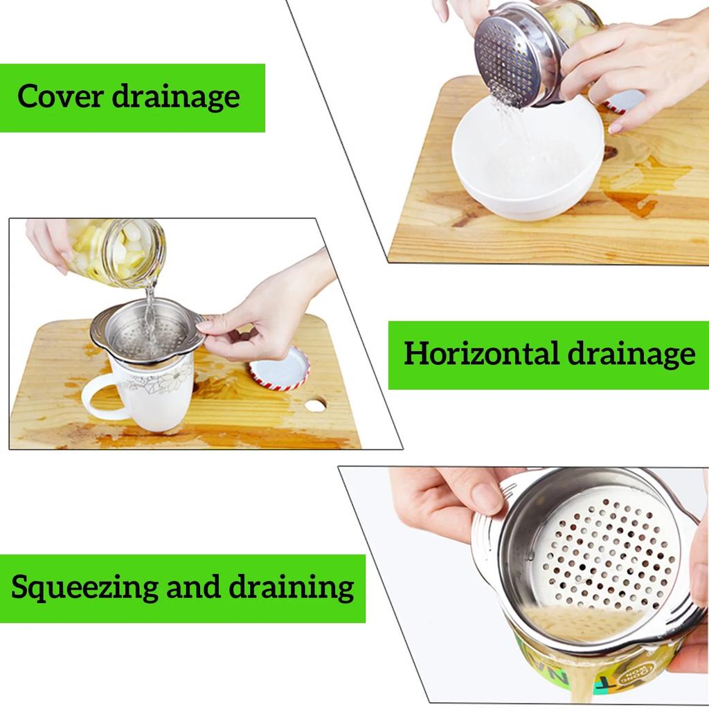 Can Strainer Stainless Steel Can Colander Vegetable Fruit Can Strainer for Beans Vegetables Fruit Tuna Universal