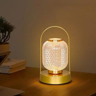 LED Decotion Table Lamp Rechargeable Retro Acrylic Night Light Bedroom Living Bedside Atmosphere USB Touch Lighting Desk Lamps