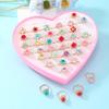 36Pcs Children's ring, zirconium ring, girl's ring, jewelry, accessories, party accessories With box