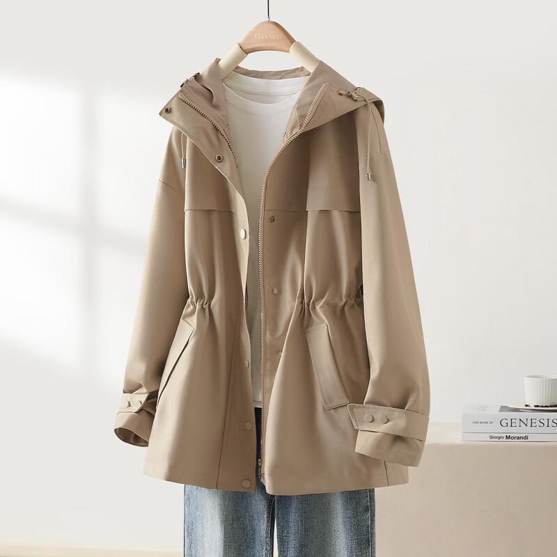 IHIMI Women s Mid-Length Hooded Windbreaker XL