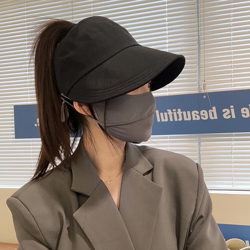 Summer Quick Drying Ponytail Big Hat With An Empty Brim, Women'S Outdoor Sun Protection Hat With Adjustable Duckbill Cap