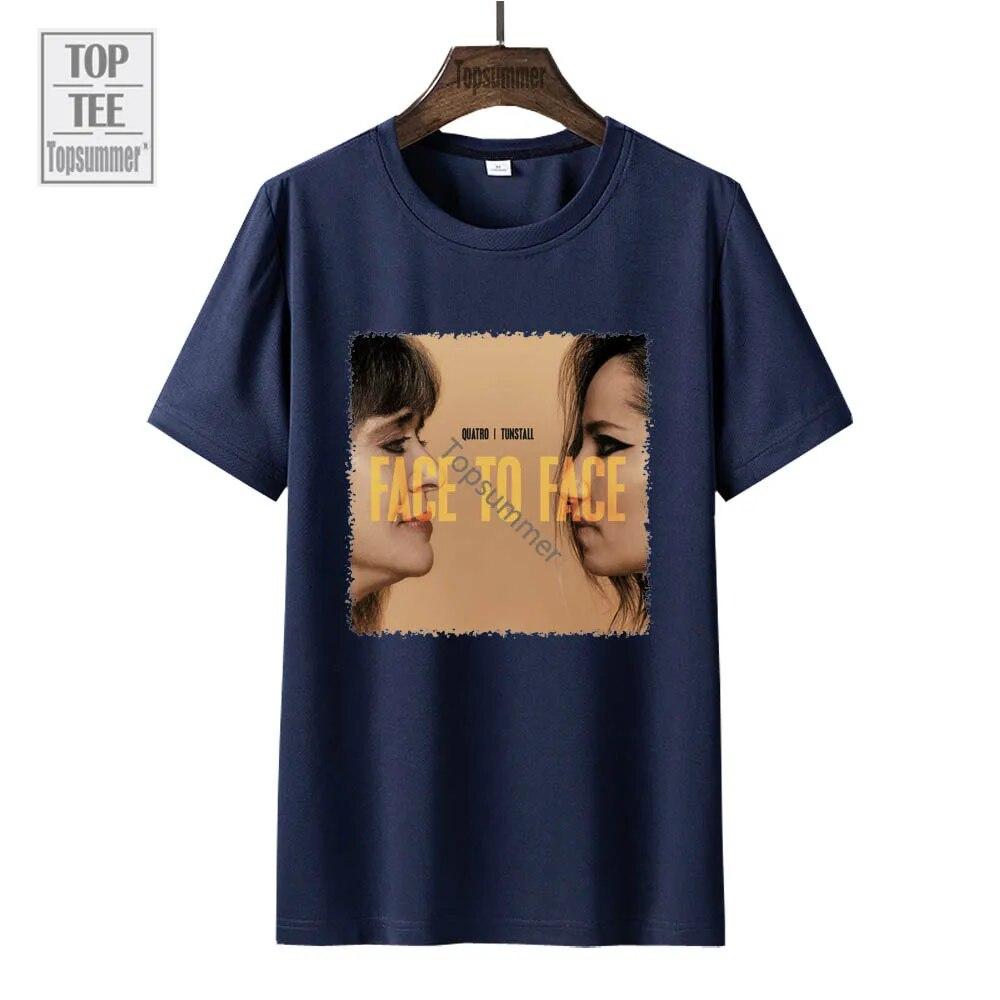 Face To Face Album T-Shirt Suzi Quatro Tour T Shirt Unisexs Rock Streetwear Graphic Print T Shirts Womens Cotton Tops Tees