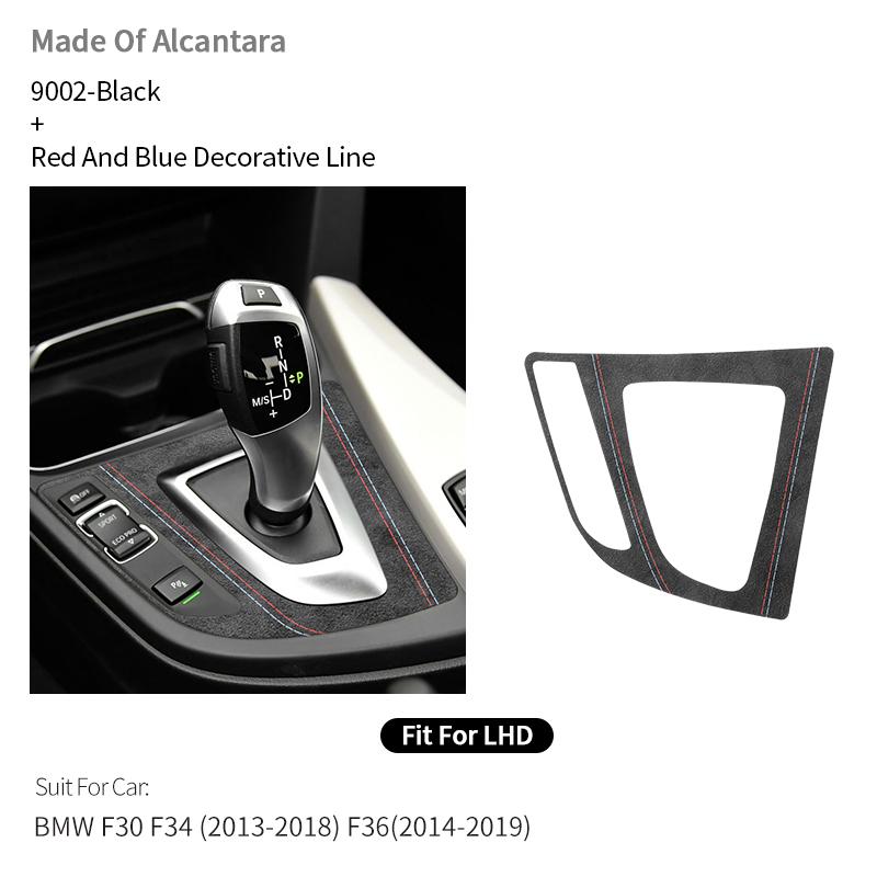 For BMW F30 F34 F36 Gear Shift Control Panel Trim Frame Decorative Sticker Made of Alcantara Car Interior Tuning Accessories blvc18