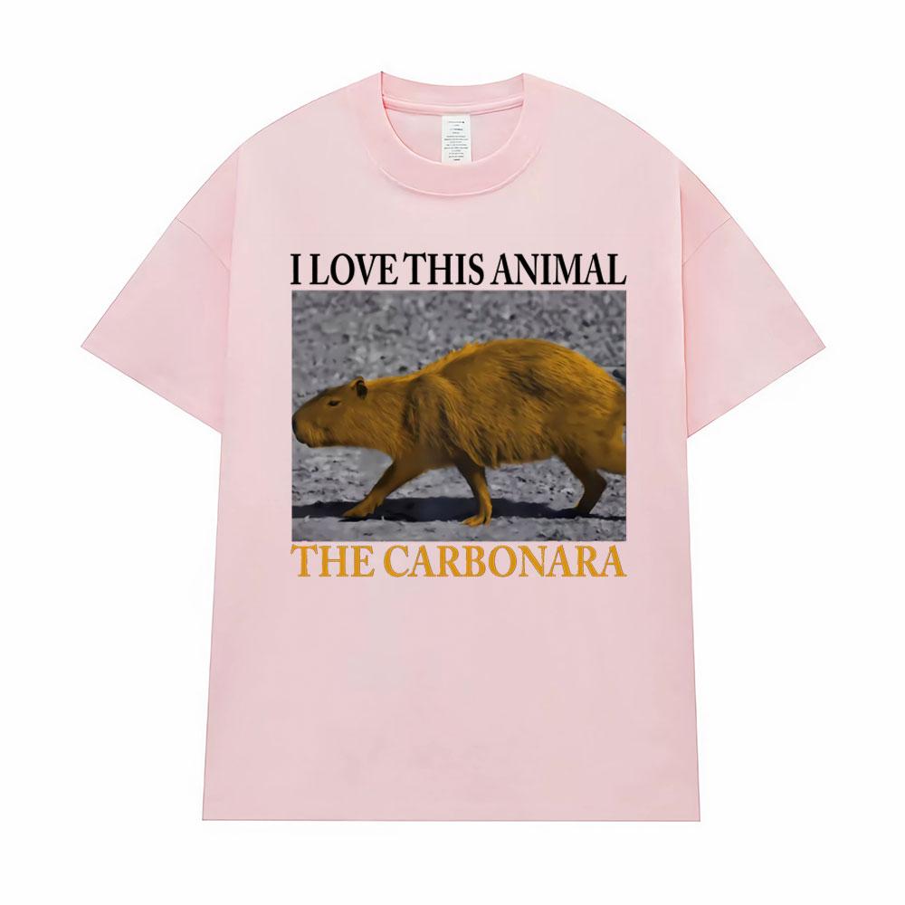 Lustiges Meme Ich Liebe Dieses Tier Das Carbonara-Capybara T-Shirt Herrenbekleidung Unisex Heißer Verkauf Hohe Qualität T-Shirts Mode T-Shirt