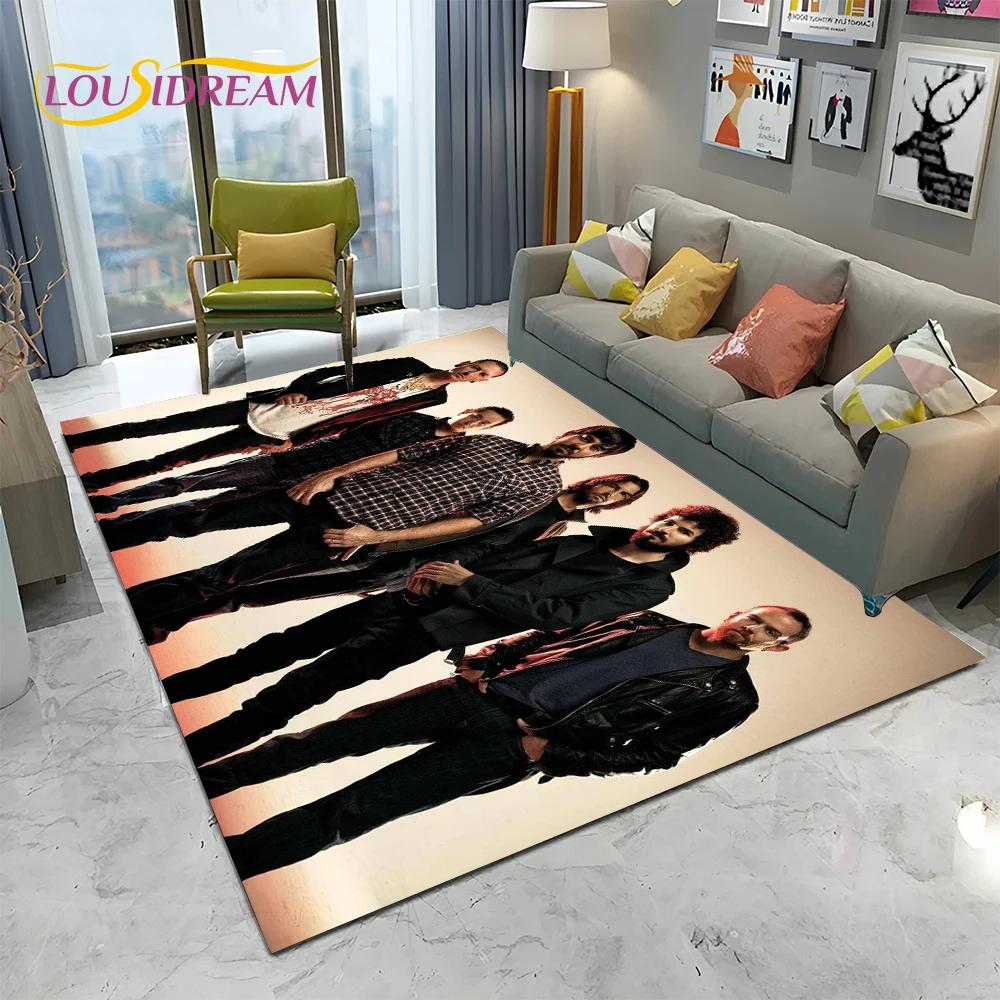 Tappeto Tappetino Decorativo 3D Retro Rock Band L-Linkin Park Logo per Casa Soggiorno Camera da Letto Divano Zerbino, Tappeto per Area Bambini Tappetino Antiscivolo