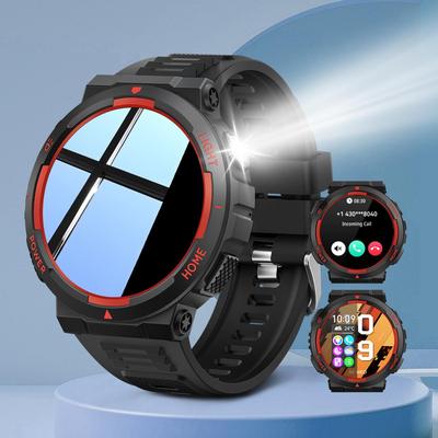 Išmanusis laikrodis vyrams 3ATM atsparus vandeniui su skambučiais/LED žibintuvėliu 2.02" HD ekranas išmanusis laikrodis kompasas fitneso seklys HR/kraujospūdžio monitoriaus laikrodis