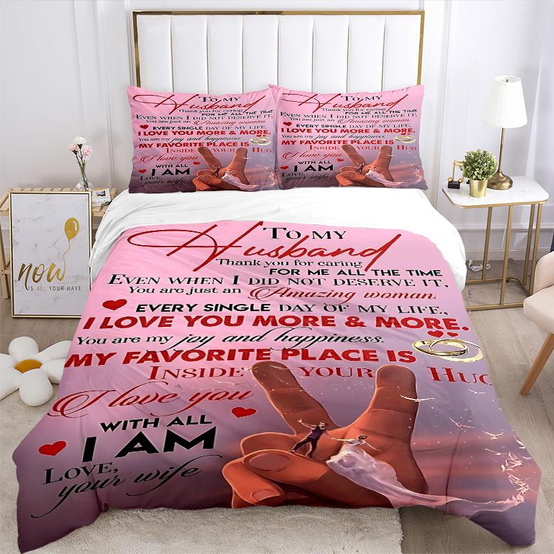 3pcs Wedding Anniversary Gift Duvet Cover Set - Machine Washable, Includes 1 Cover and 2 Pillowcases, No Core Included yy251013135