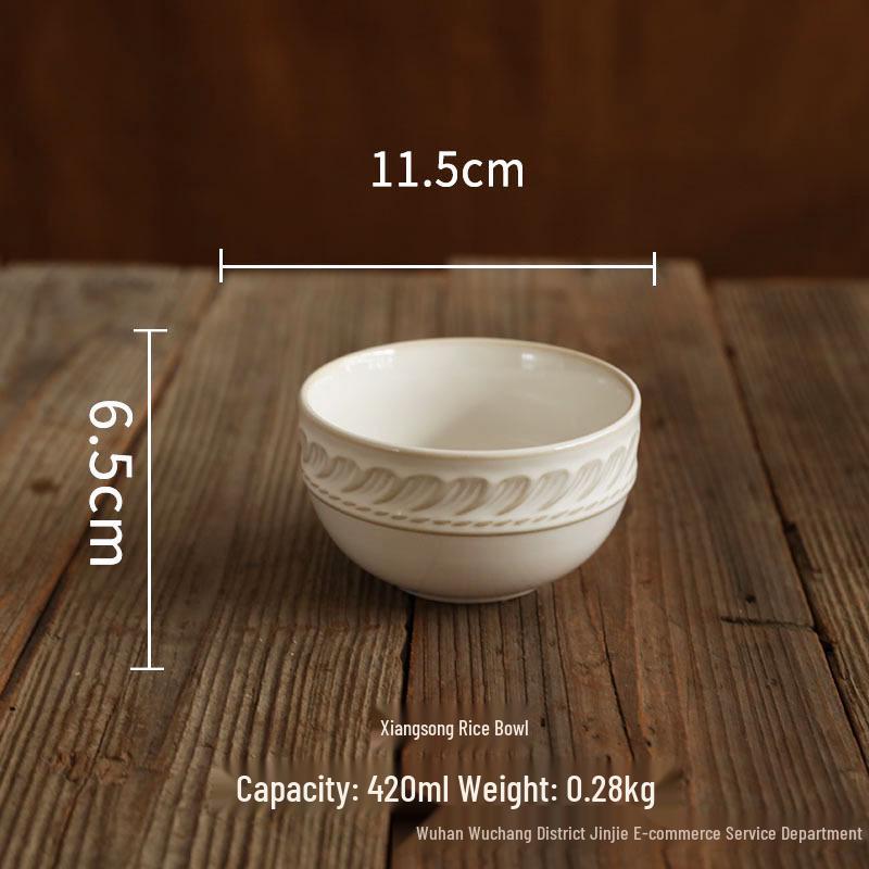 Retro Chinese High-Temperature Resistant Ceramic Bowl – Versatile for Rice, Noodles, Desserts, Soups
