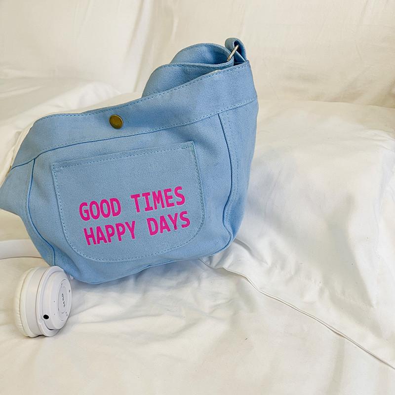 Trendy Fashionable Canvas Crossbody Bag For Kids With Spacious 5l Design Blue