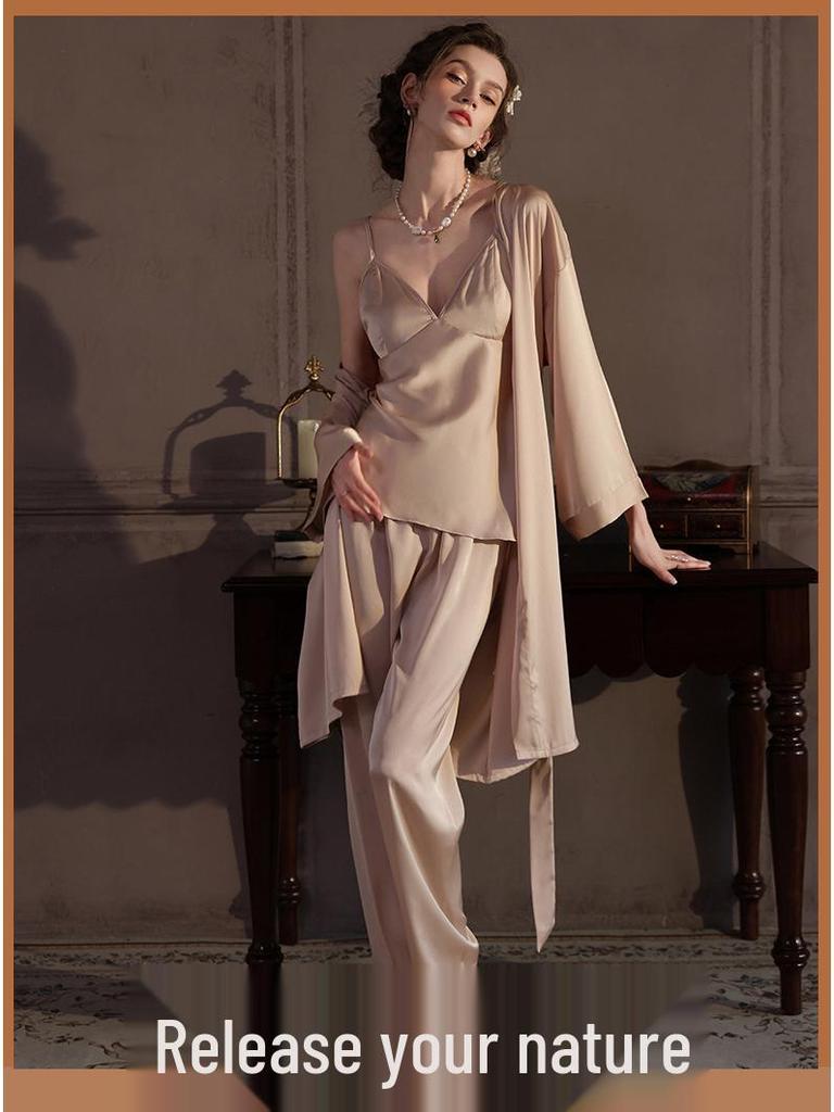 Pure Desire Ice Silk Camisole and Pants Set: Women's Spring/Summer Lightweight Pajamas
