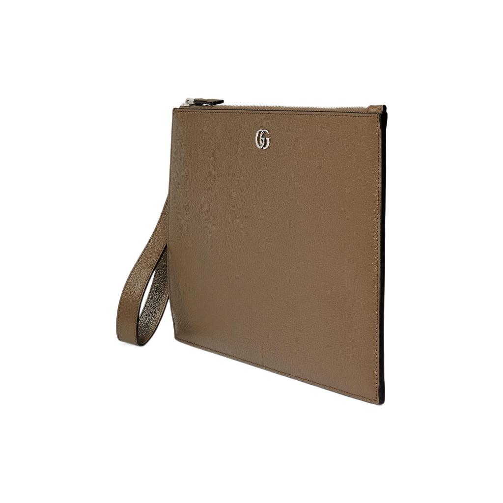 Gucci GG Marmont Series Double G Logo Solid Color Zip Closure Leather Document Clutch Men clutch 475317-DJ20F-2801