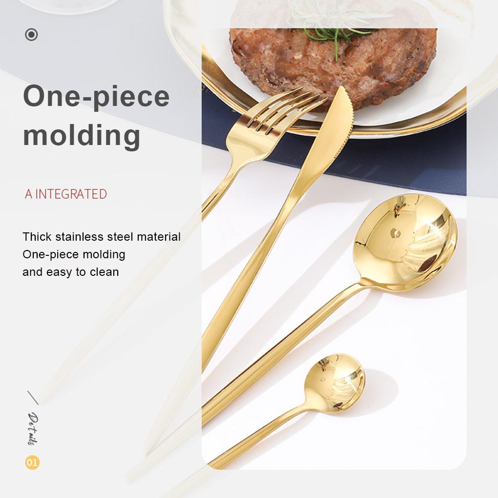 24Pcs Stainless Steel Cutlery Set Spoon Flatware Dishwasher Gold Present Knife Fork Box Portable Accessory Party