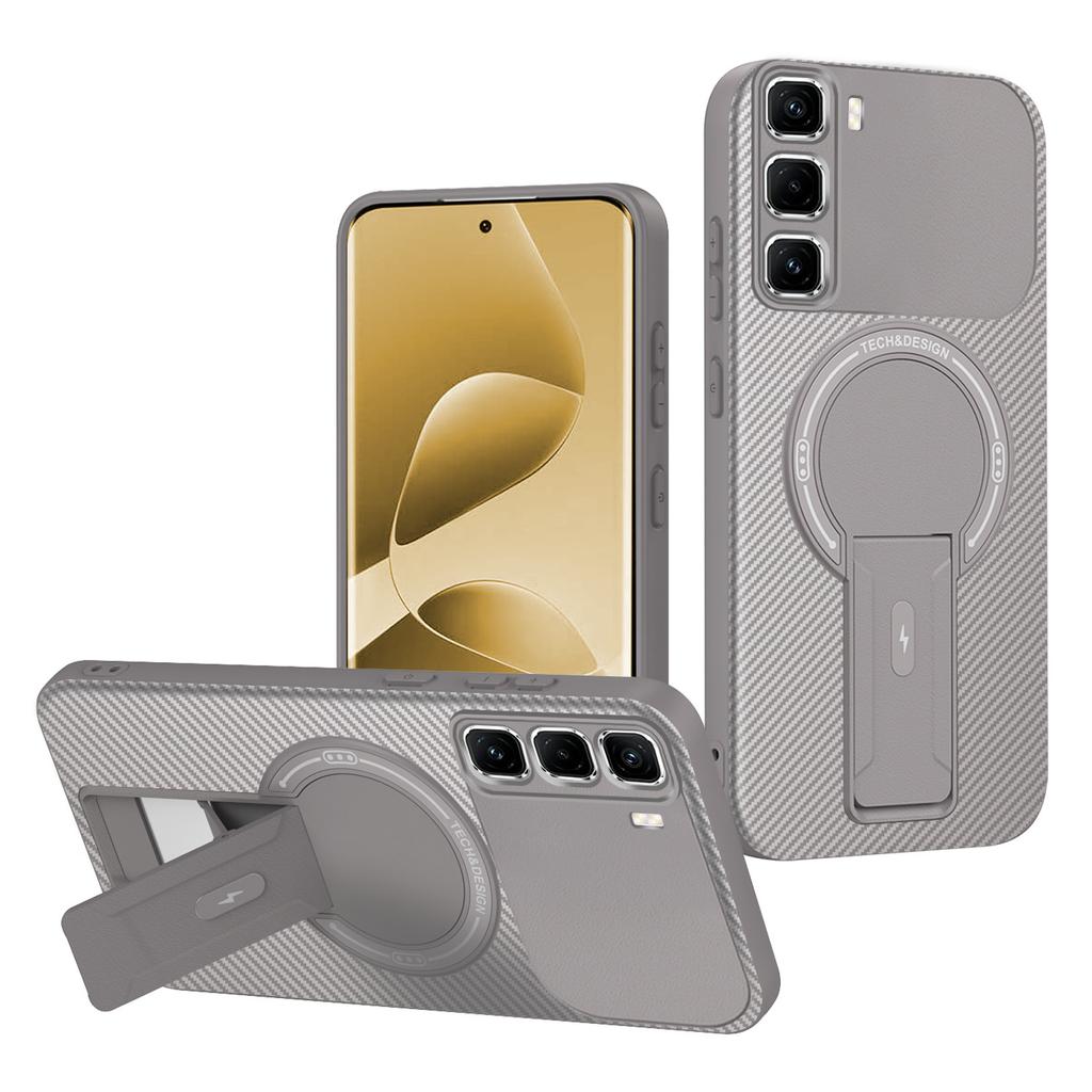 For Infinix Hot 50 Pro+ 4G Case Carbon Fiber Texture PC+TPU Phone Cover with Kickstand