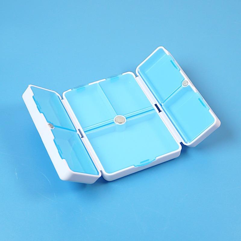 Pill Box 7 Grids Portable Double Layer Mini Medicine Box Sealed Moisture Proof One Key To Open The Cover