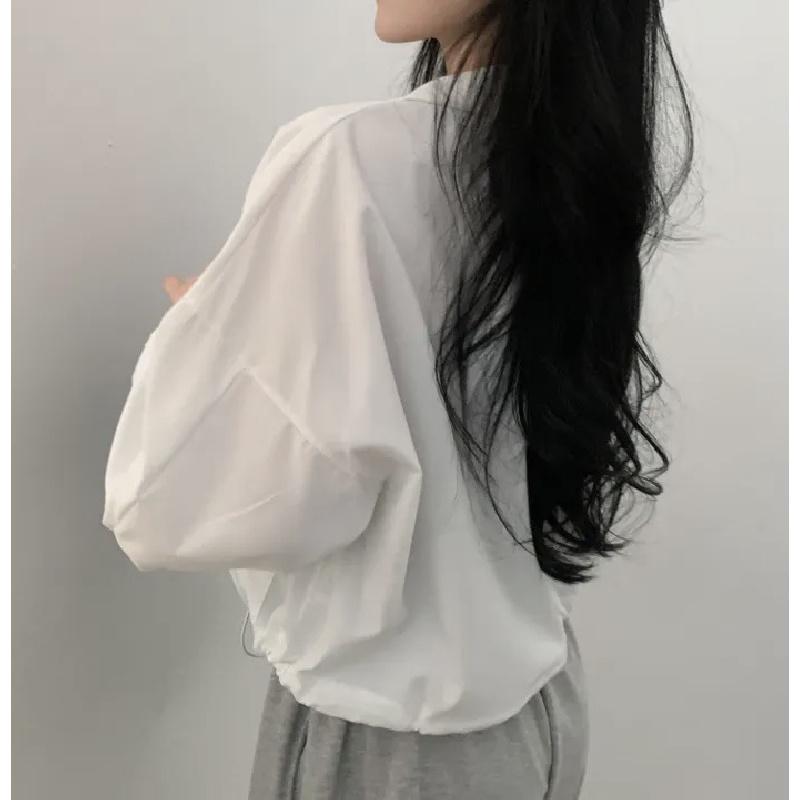 Vintage workwear drawstring short baseball jacket coat for women with a high-end, niche outerwear design