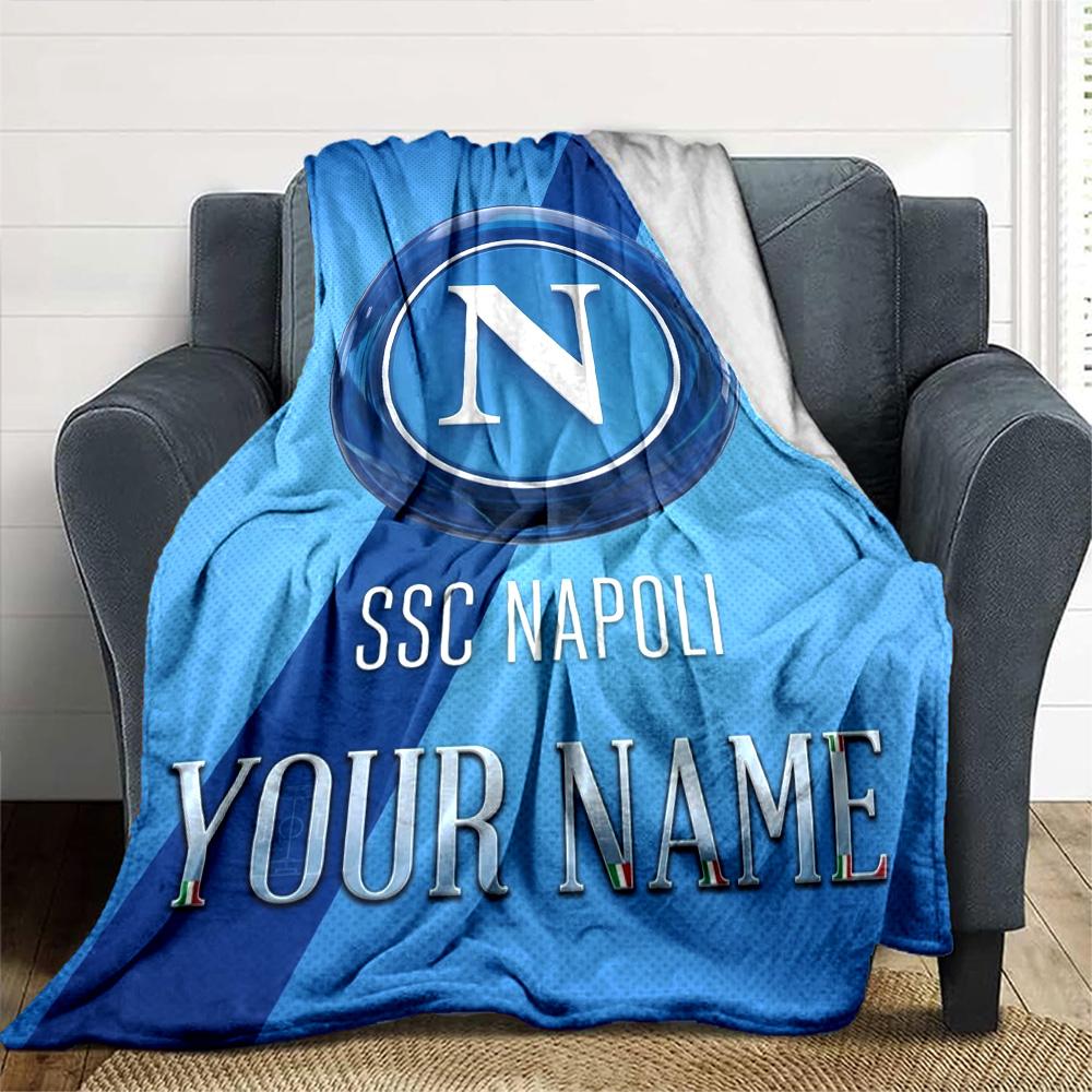 Name Custom SSC Napoli Print Flannel Blanket High Quality Warm Comfortable Cover for All Seasons Perfect for Gifts Home Decor