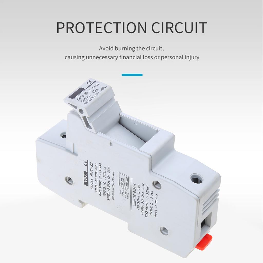 DIN Rail Mounted Fuse Holder 1000 VDC 14x51mm PV DC Fuse Solar Fuse Base for Photovoltaic System Protection Protector