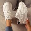 Mode Damen Freizeitsneaker Outdoor Schnürung Plateau Vulkanisierte Schuhe Mode Vielseitig Dicksohlig Höhenerhöhung Tennis-Sneaker
