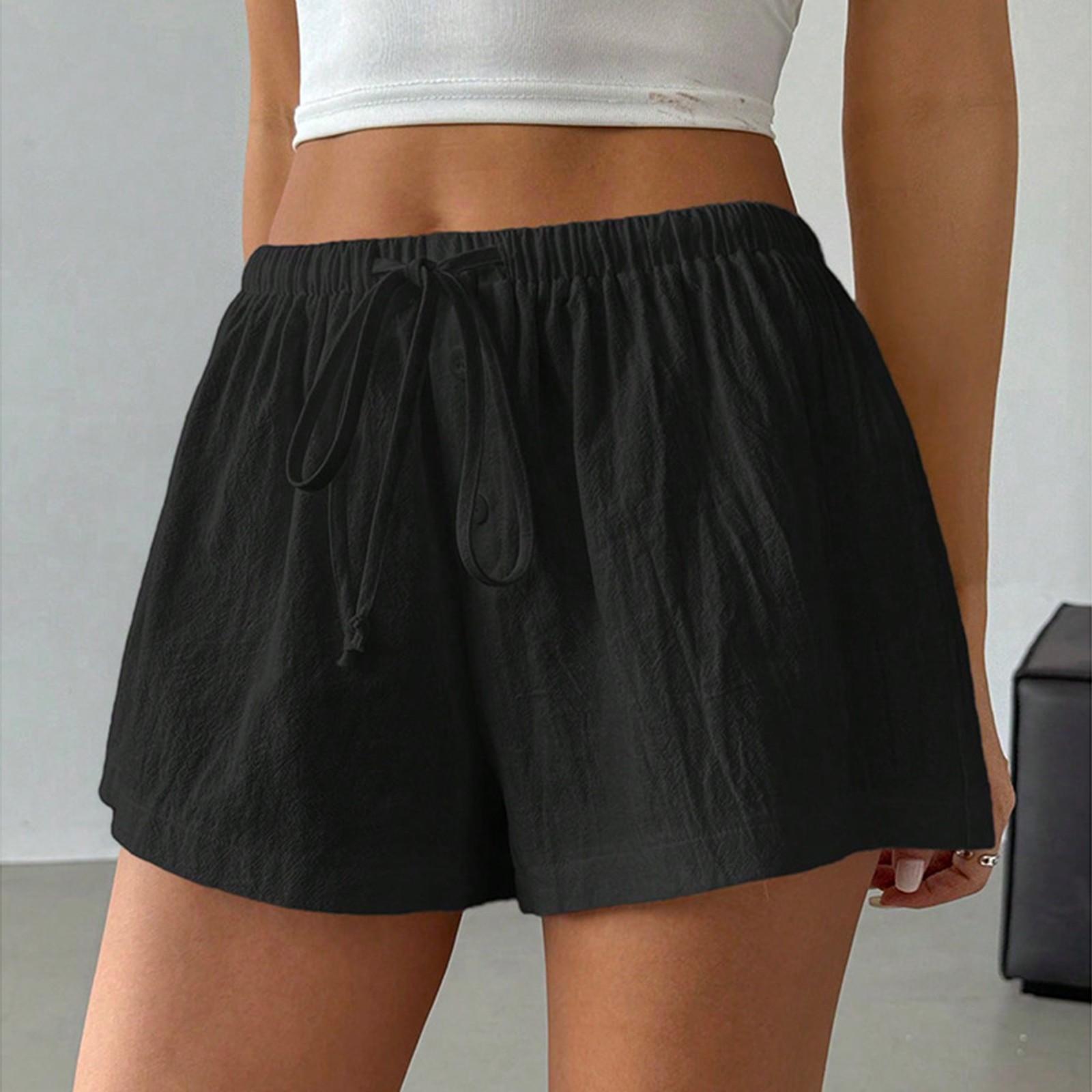 

Женские летние повседневные спортивные шорты с эластичной резинкой на талии M чёрный