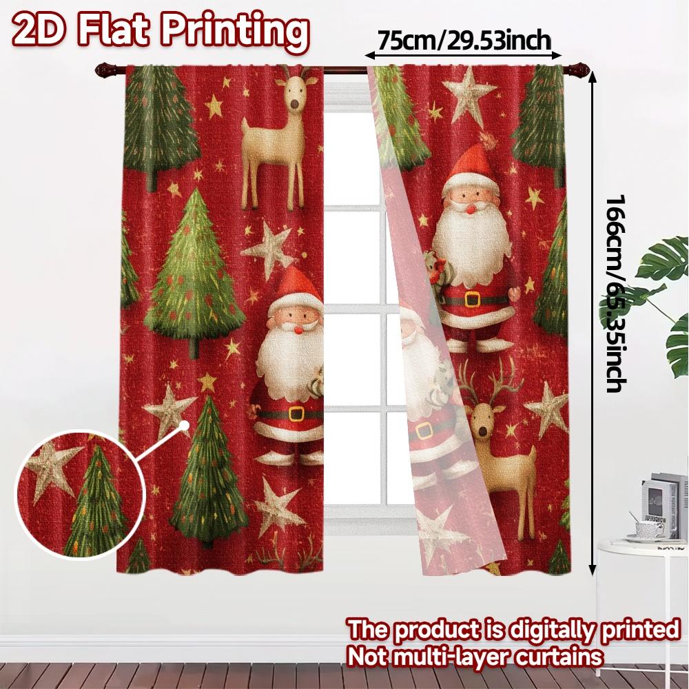 2D Flat Printing  JIT 2pcs   Curtains (Without Rod) Festive Wonderland Contemporary Chic Curtains Versatile Polyester Curtains