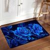 Blue Rose Floral Pattern Decoration,Carpet,Living Room,Bedroom, Non-slip,Square Rug