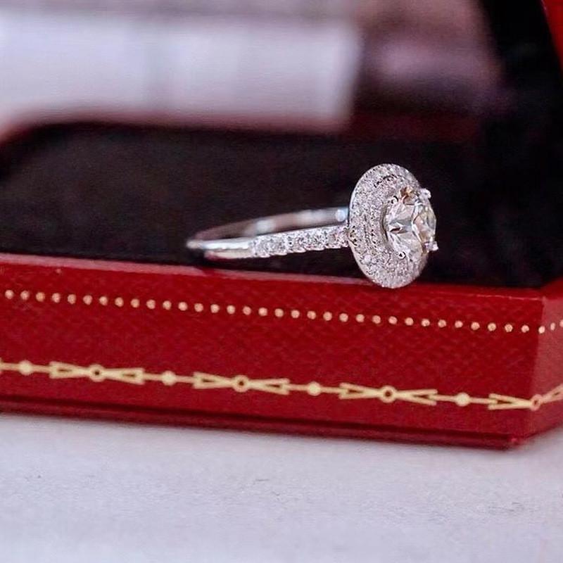 CopperRound Shaped Rings for Women Wedding Engagement Accessories Brilliant Cubic Zirconia Classic Jewelry