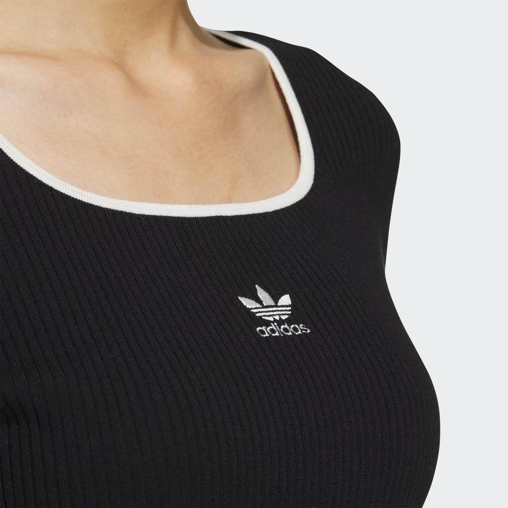 Adidas Kolekce Originals Adicolor Podzim Zima 24 Logo Přiléhavý Čtvercový Výstřih Dlouhý Rukáv Pletený Top Dámské topy Černá JM8052