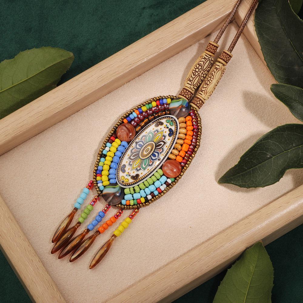 Bohemian Ethnic Leather Tassel Necklace