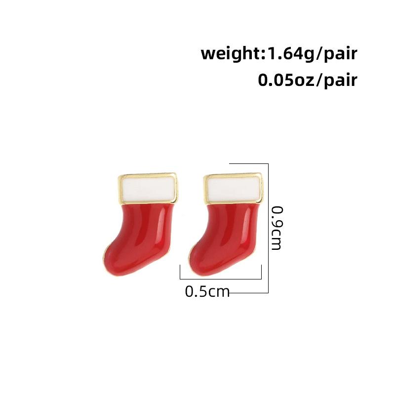Santa Claus Snowflake Earrings Candy Cane Bell Studs Reindeer Earrings Christmas Hat Ear Accessories #H310