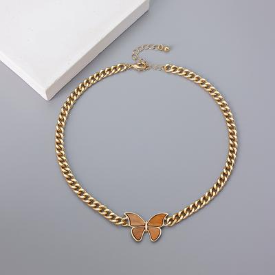 New Product Hot Selling Butterfly Element Necklace Fashionable Personality European and American Retro Popular Thick Chain Necklace for Women