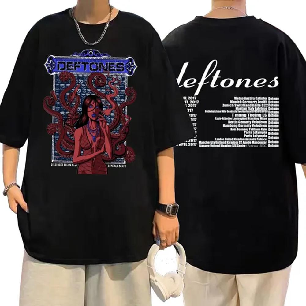 Deftones Girl Eyes Cartoon T Shirts 90s Vintage Fashion Short Sleeve Black Tops Summer Japanese Styles O-neck T-shirts 72515